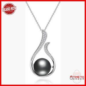11.7mm Tahitian Pearl Pendant Necklace 18K Gold Plated Sterling Silver